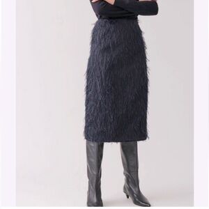 Cos Feather Black Textures Wrap Skirt